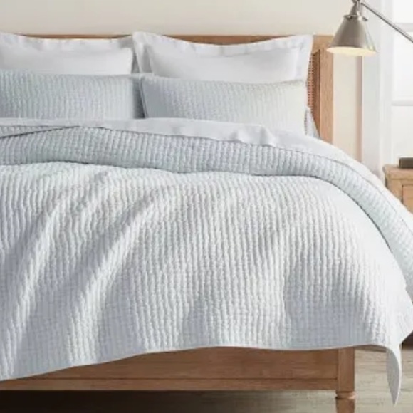 Pottery Barn Bedding Pottery Barn King Pick Stitch Frost Blue